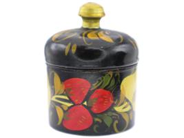 RUSSIAN KHOKHLOMA LACQUERED TRINKET BOXES AND POT
