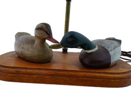 FIGURAL DUCK HAND CARVED PAINTED WOOD TABLE LAMP