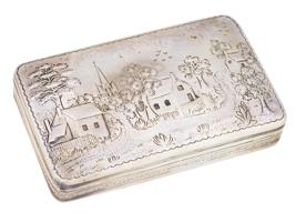 ANTIQUE EARLY 19TH C DUTCH SOLID SILVER SNUFF BOX