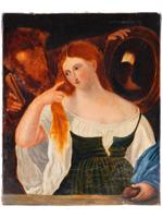 ANTIQUE FEMALE OIL PAINTING AFTER TIZIANO VECELLI