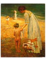 SEA BATHING OIL PAINTING AFTER EMANUEL PHILLIPS FOX