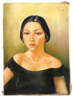 MODERN AMERICAN SCHOOL FEMALE PORTRAIT OIL PAINTING