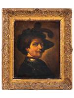 ANTIQUE MALE PORTRAIT OIL PAINTING AFTER REMBRANDT