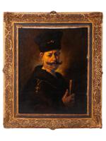 19TH C OIL PAINTING POLISH NOBLEMAN AFTER REMBRANDT