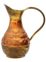 ANTIQUE DUTCH COPPER AND GILT BRASS WATER JUG