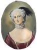 MINI OVAL LADY PORTRAIT PAINTING ON CELLULOID SIGNED PIC-0
