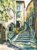 FRENCH RIVIERA CITYSCAPE OIL PAINTING BY N. ALFANO PIC-1