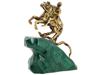 RUSSIAN GILT SILVER MALACHITE PETER GREAT STATUE PIC-0