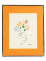 1958 LITHOGRAPH HANDS W FLOWERS AFTER PABLO PICASSO