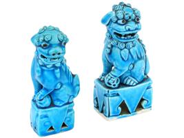 ANTIQUE CHINESE QING DYNASTY NOH DOG FIGURINES