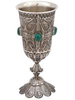 STERLING SILVER FILIGREE EILAT STONE KIDDUSH CUP