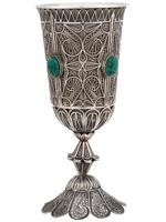 STERLING SILVER FILIGREE EILAT STONE KIDDUSH CUP