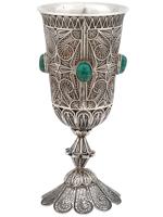 STERLING SILVER FILIGREE EILAT STONE KIDDUSH CUP