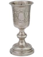 RUSSIAN JUDAICA ETCHED SILVER KIDDUSH CUP