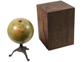 1897 RARE GLOBE BY JOHNSTON GEOGRAPHERS WOOD SHELF