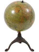 1897 RARE GLOBE BY JOHNSTON GEOGRAPHERS WOOD SHELF