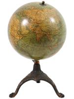 1897 RARE GLOBE BY JOHNSTON GEOGRAPHERS WOOD SHELF