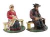 ANTIQUE CAST IRON AMISH COUPLE DOOR STOPPERS PIC-2