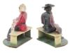 ANTIQUE CAST IRON AMISH COUPLE DOOR STOPPERS PIC-5