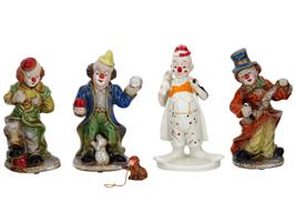 FOUR VINTAGE PORCELAIN CLOWN FIGURINES C 1980