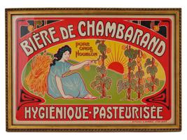 ORIGINAL ANTIQUE FRENCH BEER AD LITHOGRAPH POSTER