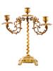 EARLY 20TH C GILT BRASS THREE LIGHT CANDELABRUM PIC-1