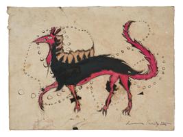 MID CENTURY DRAGON DRAWING BY LEONORA CARRINGTON