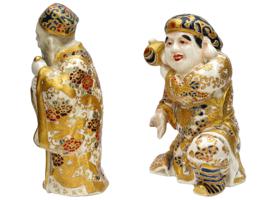 ANTIQUE JAPANESE MEIJI SATSUMA PORCELAIN FIGURES