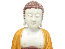 CHINESE DEHUA SHAKYAMUNI PORCELAIN FIGURE OF BUDDHA