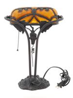 TIFFANY STYLE LEADED GLASS GRAPEVINE TABLE LAMP