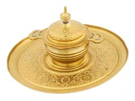 ORIENTAL TIFFANY AND CO MAKERS GILT BRASS INKWELL