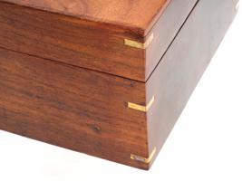 MARINE WOODEN CIGAR BOX WITH ANCHOR DESIGN ON LID