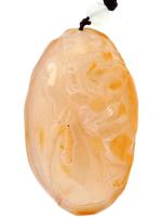 ANTIQUE CHINESE CARVED HONEY AGATE LARGE AMULET