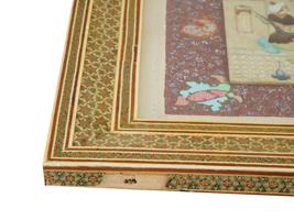 PERSIAN SURATGARI PAINTING IN MARQUETRY KHATAM FRAME