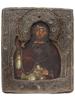 RARE ANTIQUE RUSSIAN HOLY MARTYR ICON IN BEADED FRAME PIC-0