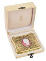 RUSSIAN SILVER ENAMEL CAMEO DIAMONDS LADY WALLET