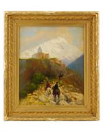 ANTIQUE RUSSIAN CASTLE OIL PAINTING BY LEV LAGORIO