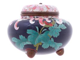 ANTIQUE MEIJI JAPANESE TRIPOD CLOISONNE ENAMEL JAR