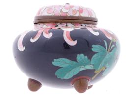 ANTIQUE MEIJI JAPANESE TRIPOD CLOISONNE ENAMEL JAR