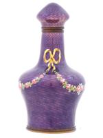 ANTIQUE PURPLE GUILLOCHE ENAMEL PERFUME BOTTLE