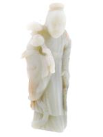 ANTIQUE CHINESE HAND CARVED JADE FIGURE OF GUANYIN