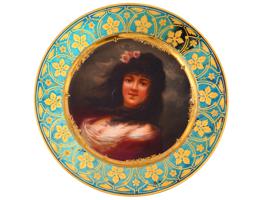 ANTIQUE ROYAL VIENNA PORCELAIN PORTRAIT PLATE SIGNED