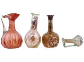 ANCIENT ROMAN IRIDISCENT GLASS BOTTLES AND JUGS