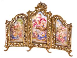 ANTIQUE GILT SILVER FRAME WITH ENAMEL MINIATURES