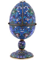 RUSSIAN SILVER AND ENAMEL EGG W MINIATURE CHURCH