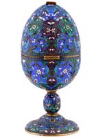 RUSSIAN SILVER AND ENAMEL EGG W MINIATURE CHURCH