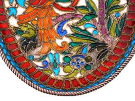 RUSSIAN SILVER PLIQUE A JOUR ENAMEL TRAY C 1900