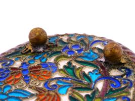 RUSSIAN SILVER PLIQUE A JOUR ENAMEL TRAY C 1900