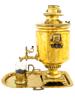 ANTIQUE RUSSIAN BRASS SAMOVAR TRAY AND CUP HOLDER PIC-1