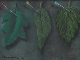 AMERICAN LEAVES OIL PAINTING BY GERTRUDE ABERCROMBIE